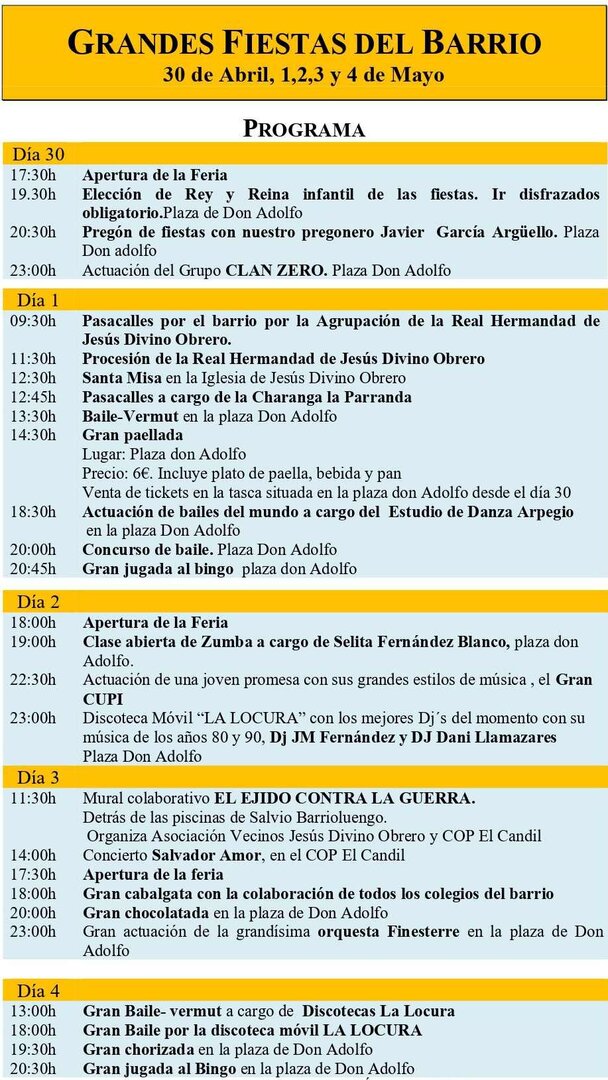 Programa de fiestas.