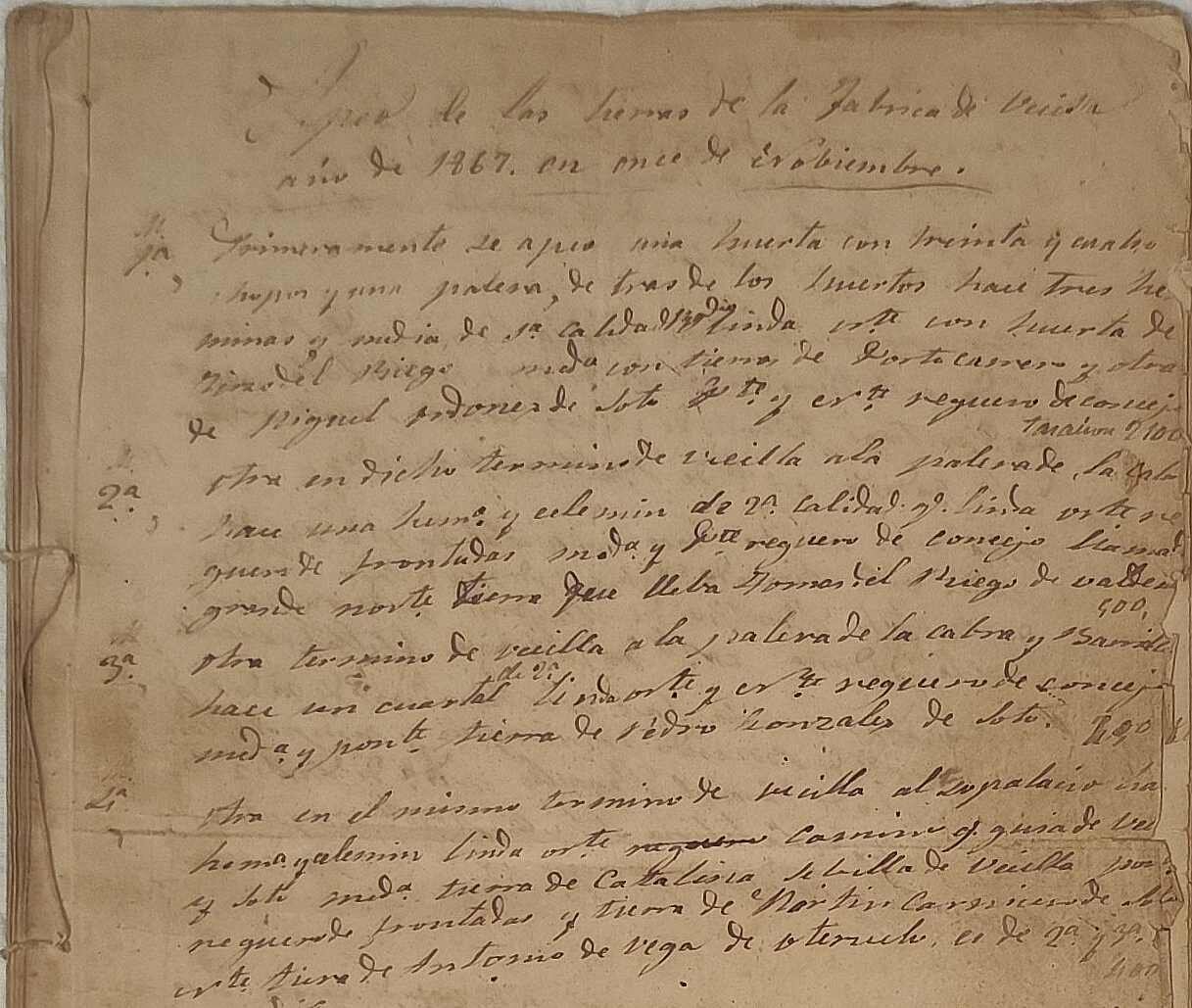Apeo de los bienes de la Fabrica de Vecilla de la Vega