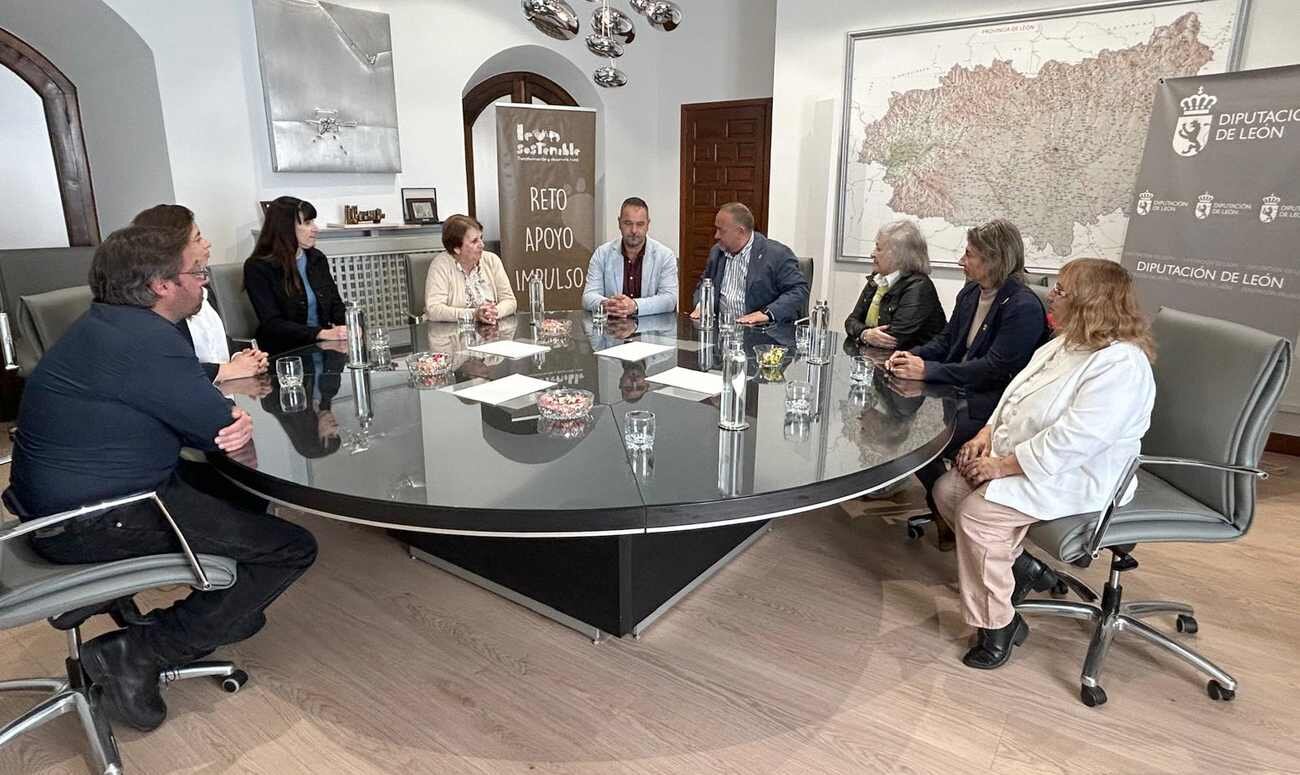 Un instante del encuentro mantenido este viernes en la Diputación de León.