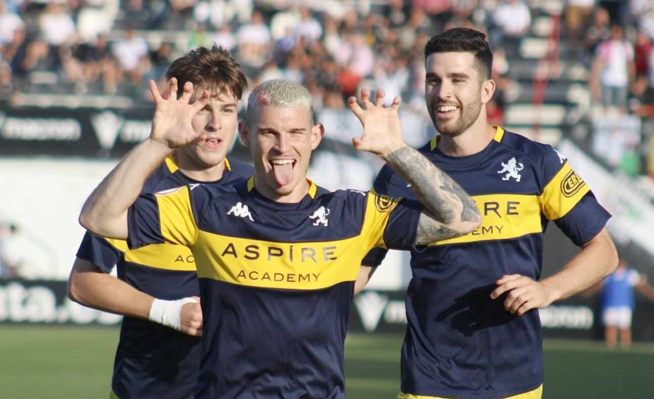 Samanes, tras conseguir el 0-1 en Ceuta.