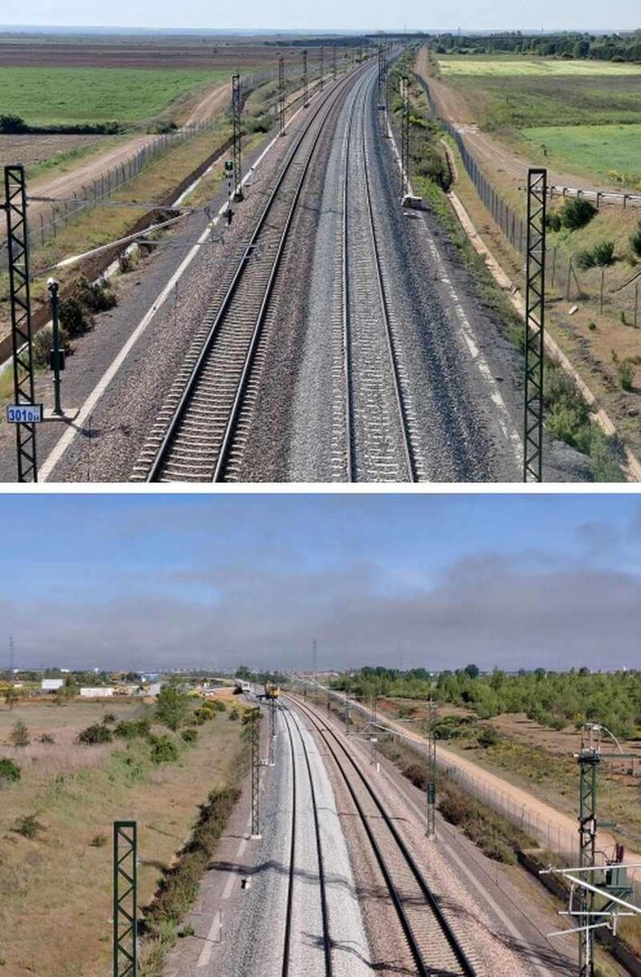 Imagen de un tramo de doble vía ya realizado y listo para las pruebas finales.