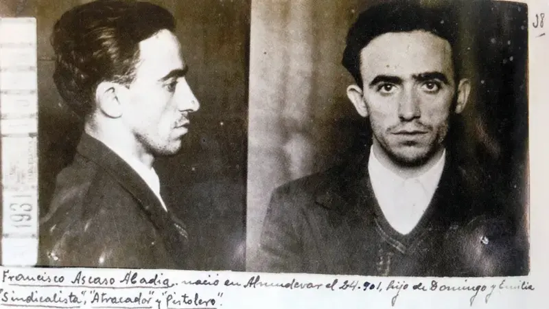 Ficha policial de Francisco Ascaso, Barcelona 1931.