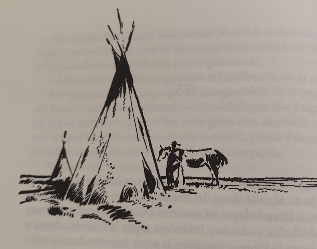 Una de las ilustraciones de Russell Waterhouse para 'Adiós a un río'.