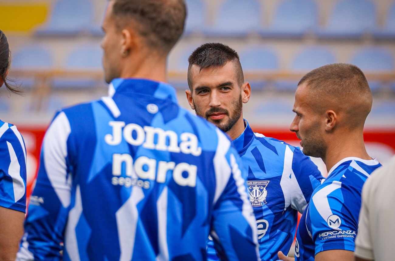 Los jugadores del Leganés, en el Reino de León.