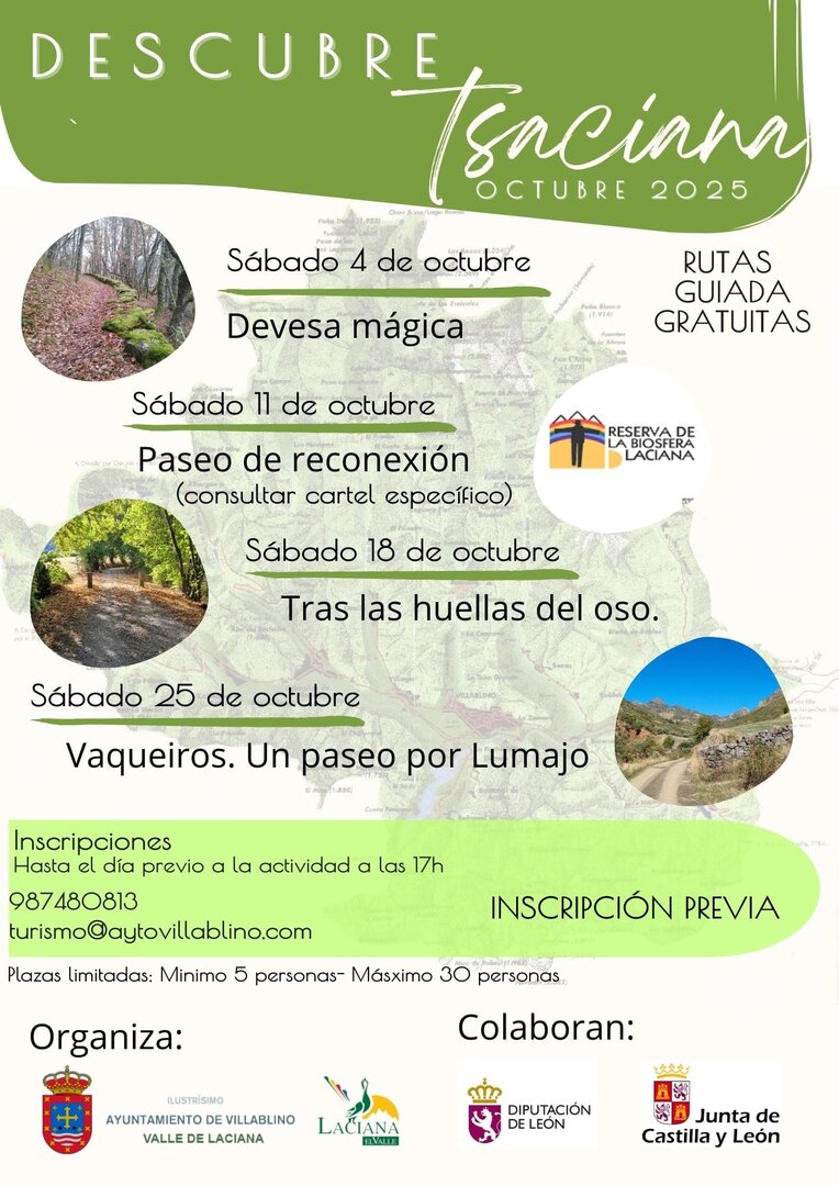 Cartel con la programación de octubre de Descubre Tsaciana.