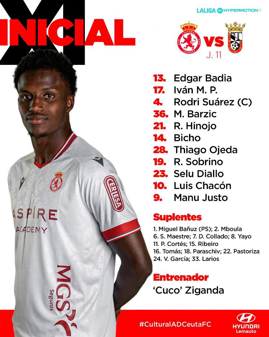 Equipo inicial de la Cultural para recibir al Ceuta.