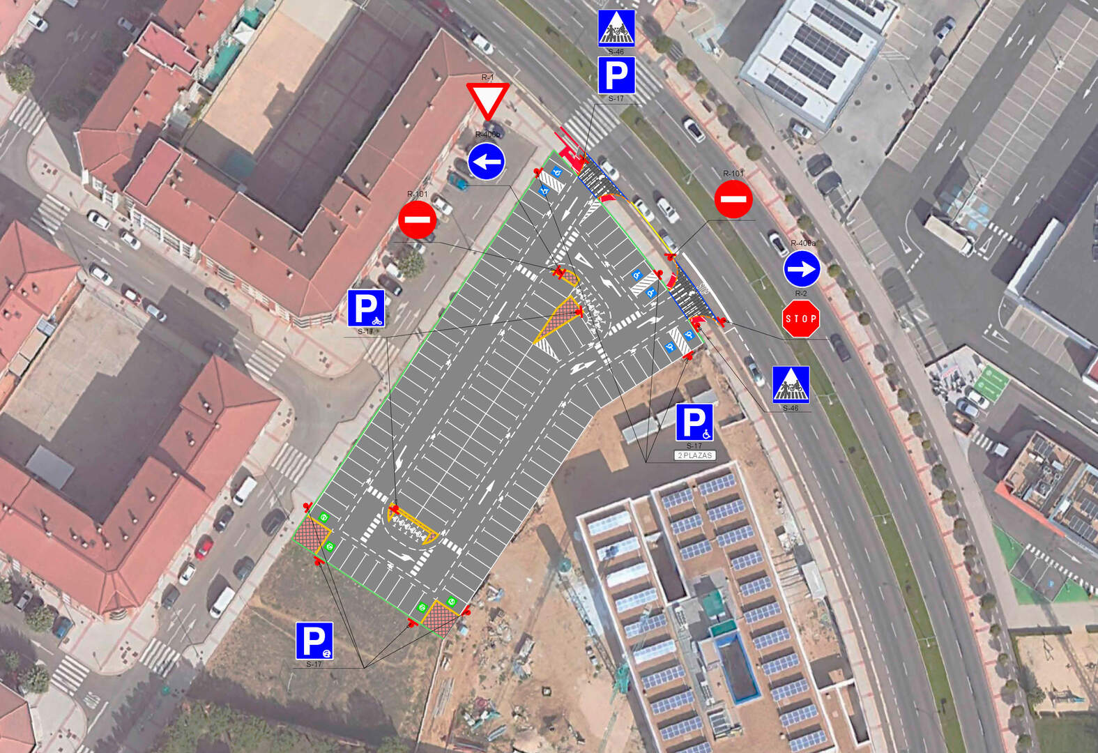 Plano del futuro parking de El Ejido, junto al Centro de Salud. Fuente: Ayto. León