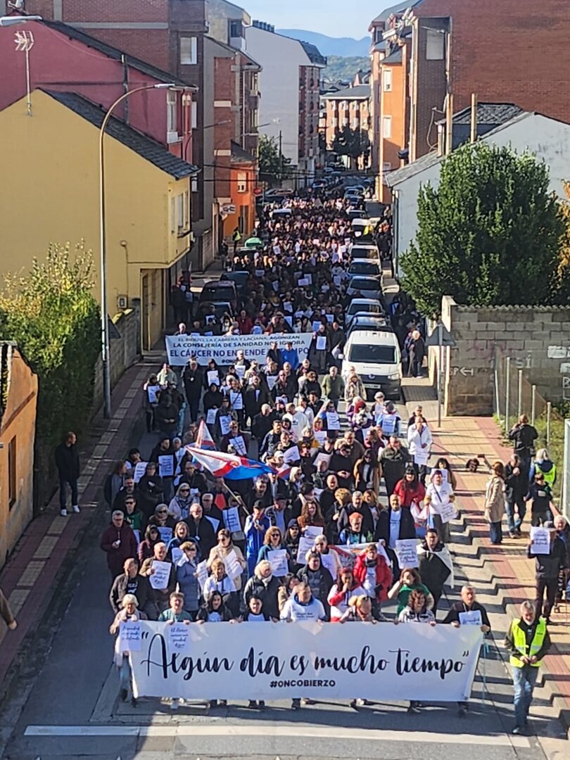 Manifestación en defensa de la sanidad pública, en Bembibre (León).
