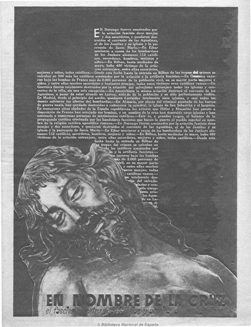 página de la revista Estampa del 3 de julio de 1937 donde se recogen datos de religiosos católicos asesinados por bombardeos franquistas.