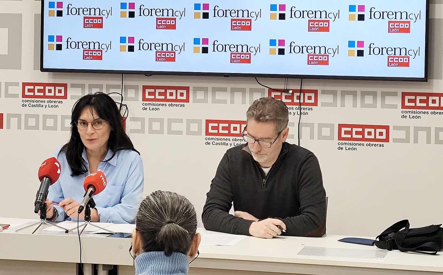 Un instante de la rueda de prensa celebrada este miércoles en la sede de CCOO León.