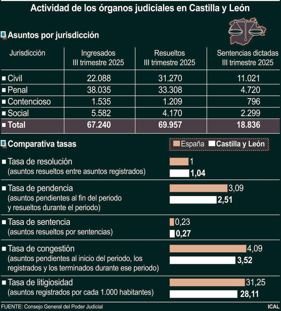 Actividad de los órganos judiciales en Castilla y León (10cmx11cm)