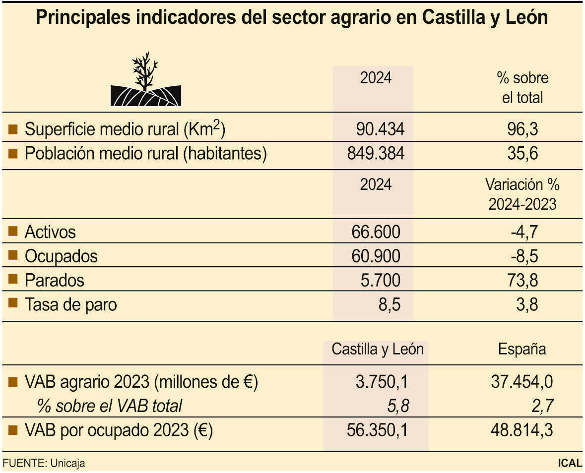 Principales indicadores del sector agrario en Castilla y León.