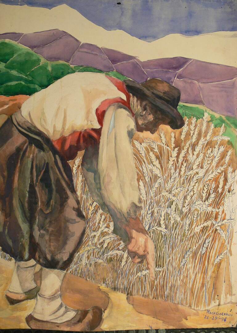 Acuarela realizada por la Escuela de la Cerámica en Val de San Lorenzo en 1926 durante un curso de verano. Foto cedida por el Museo de Historia de Madrid y el Ayuntamiento de Val de San Lorenzo.