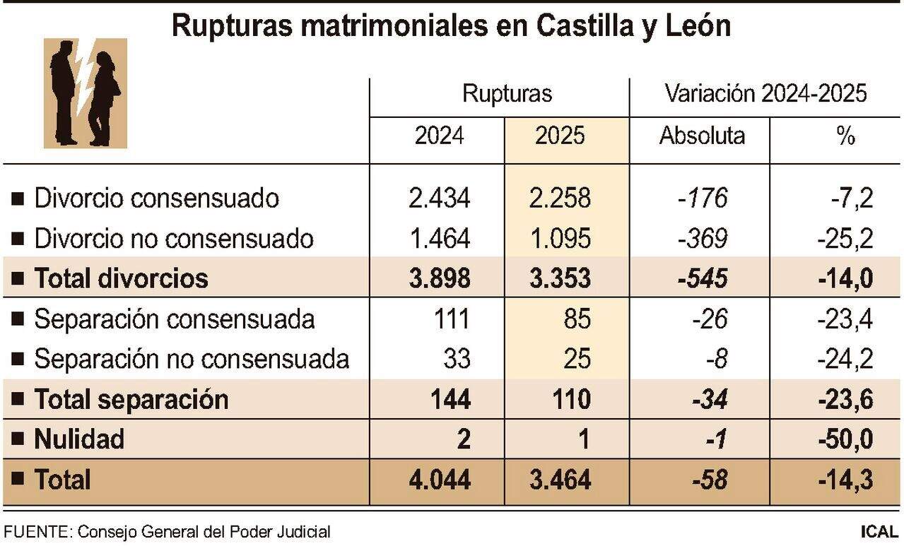 Rupturas matrimoniales en Castilla y León (10cmx6cm)