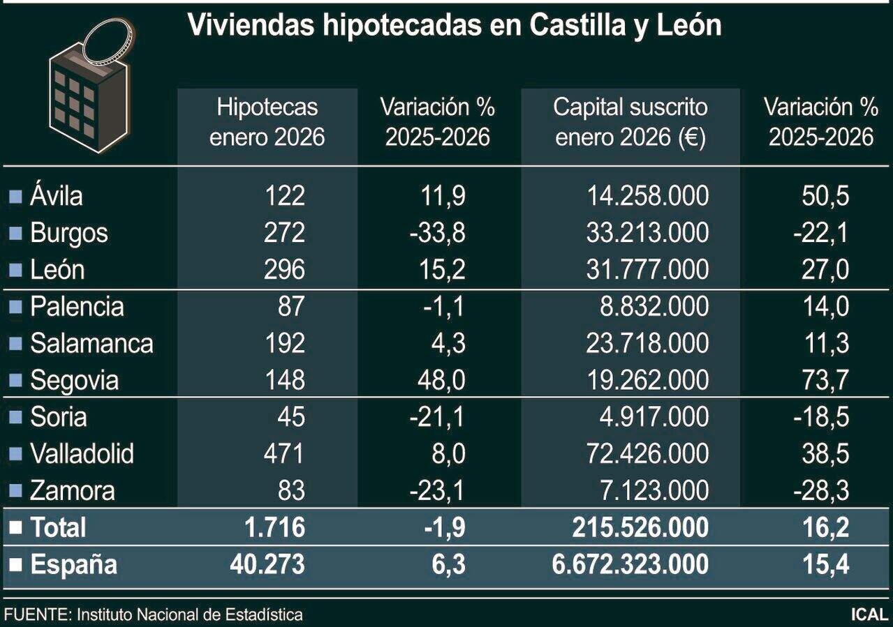 Viviendas hipotecadas en Castilla y León (10cmx7cm)