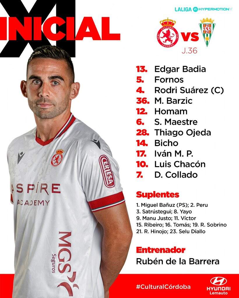 Equipo inicial de la Cultural ante el Córdoba.