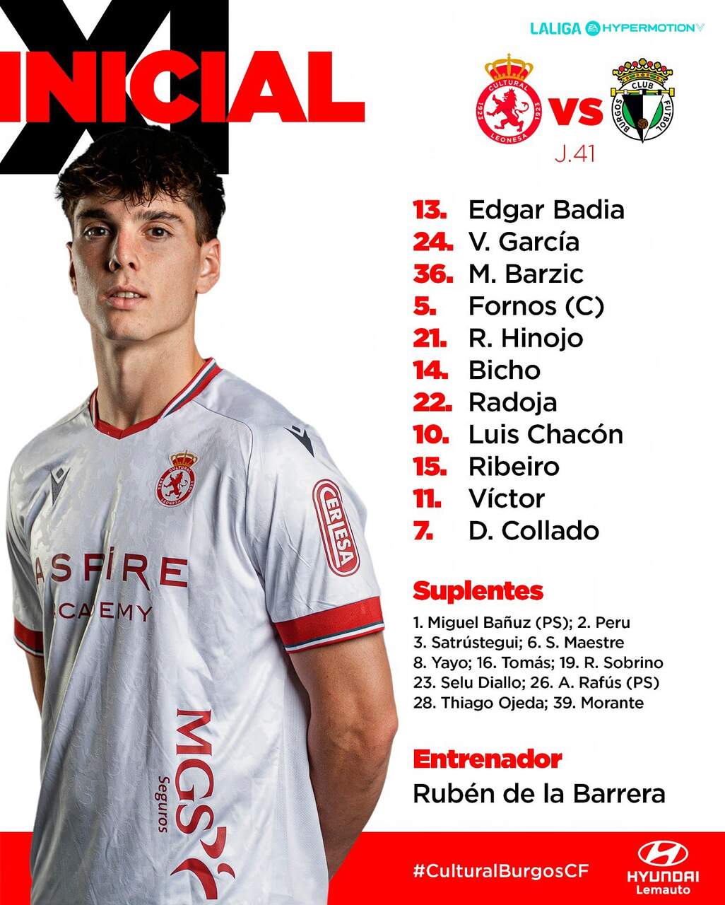 Alineación inicial de la Cultural.